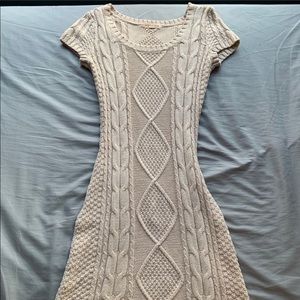 Cream short sleeve sweater dress